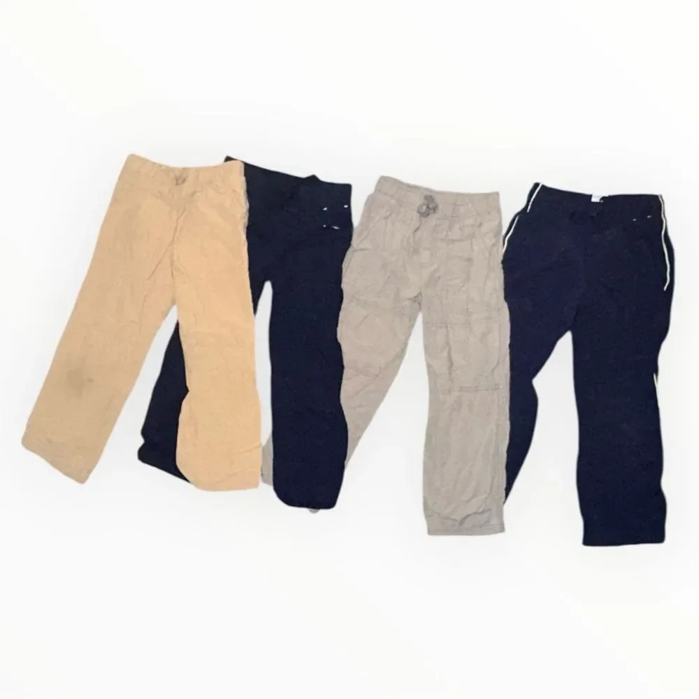 Lot of 4 Gymboree Boys Pull-On Lined Pants Size 5 Khaki Navy Gray Canvas Twill